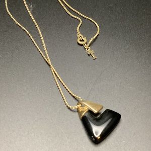 Crown Trifari black lucite triangle necklace